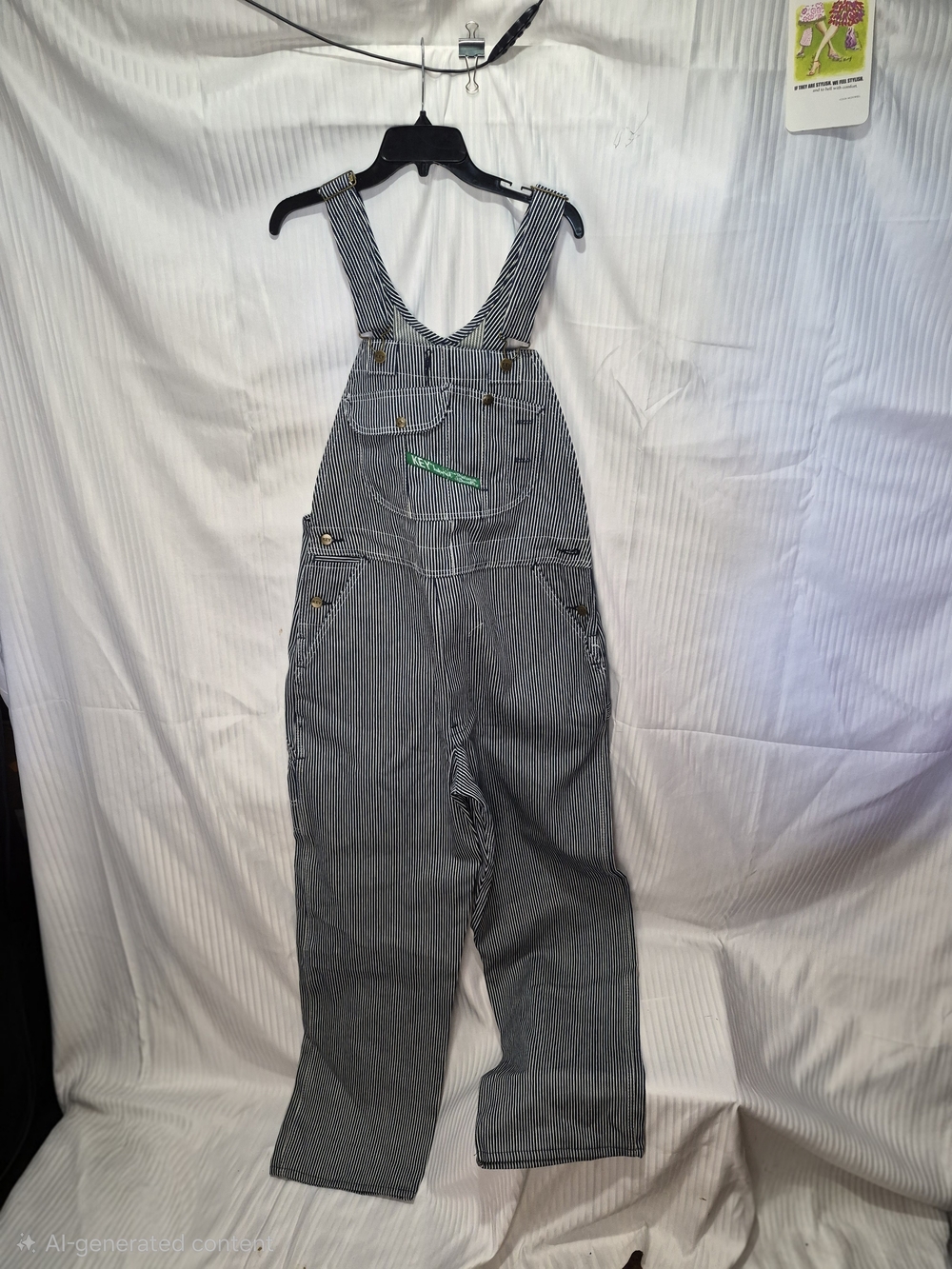 Key Men's Navy Blue/White Pinstripe Denim Overalls 36X32 NWT